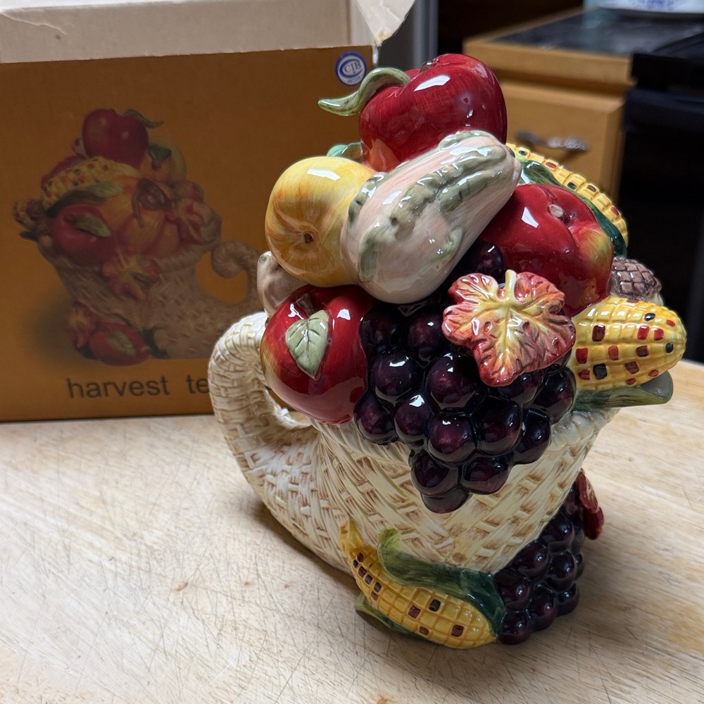 Colorful Ceramic Cornucopia Teapot